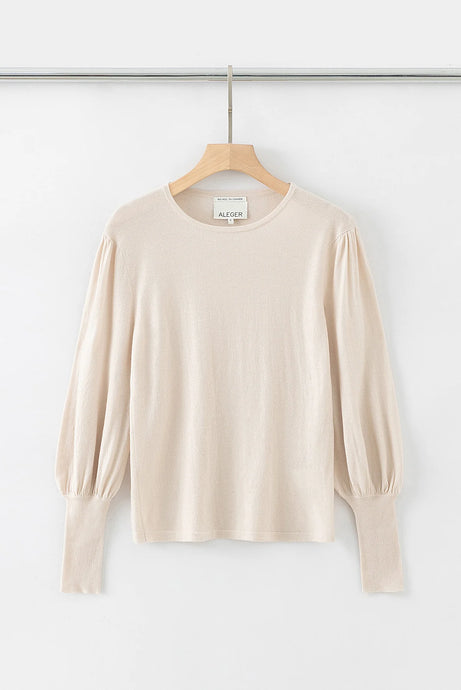 Aleger Cashmere Blend  Bell Sleeve Sweater - Light Shell