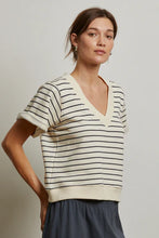 Load image into Gallery viewer, Briggs V-Neck SS Sweatshirt - Natural/Night Stripe