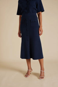 Chelsea Crepe Knit Skirt - Navy