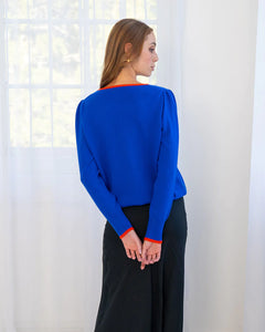Cath Knit Contrast - Cobalt /Red