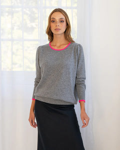 Cath Knit with Contrast - Grey / Dayglo