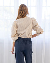 Load image into Gallery viewer, Luna Tuxedo Shirt - Beige Stripe