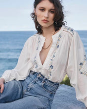 Load image into Gallery viewer, Passionflower Blouse _ Chalk