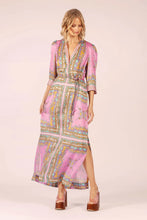 Load image into Gallery viewer, Mary Maxi Silk Dress - Aria Pink/Blue