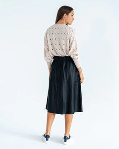 Elda Faux Leather Skirt- Black