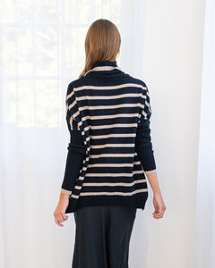 Sinead Stripe Cashmere Knit - Black/Quiona