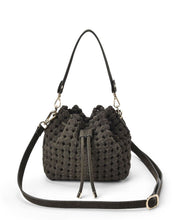 Load image into Gallery viewer, Box Weave Bucket Bag - Khaki Microsuede