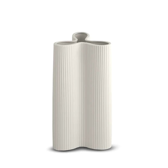 Ribbed Petal Vase - Snow