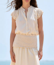 Load image into Gallery viewer, Knit And Woven Blouse - Ecru