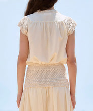 Load image into Gallery viewer, Knit And Woven Blouse - Ecru