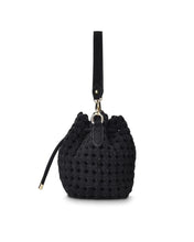 Load image into Gallery viewer, Box Weave Bucket Bag - Black Microsuede