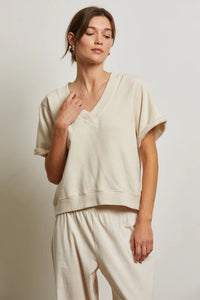 Briggs V-Neck SS Sweatshirt - Ecru