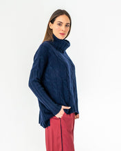 Load image into Gallery viewer, Sinead Roll Neck Knit - Navy Cable