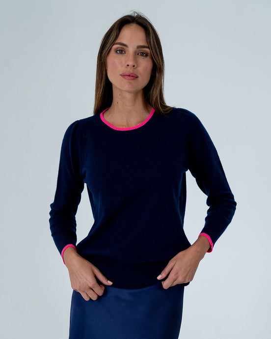 Contrast Cath Knit - Navy /Dayglo