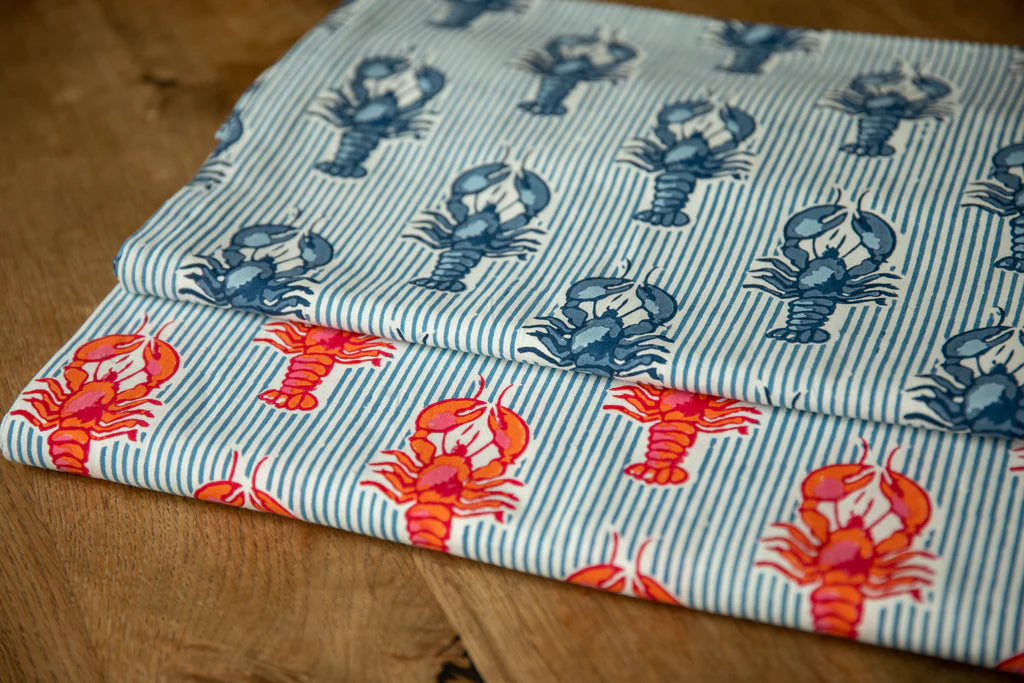 Lobster Stripe Table Cloth - Pink/Orange