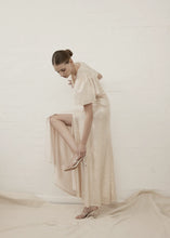 Load image into Gallery viewer, V- Neck Fluted Como Maxi dress - Light Gold