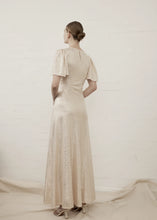 Load image into Gallery viewer, V- Neck Fluted Como Maxi dress - Light Gold