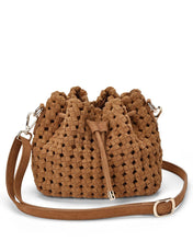 Load image into Gallery viewer, Box Weave Bucket Bag - Tan Microsuede