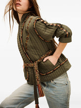 Load image into Gallery viewer, Cocoon Quilted Embroidered Jacket - Khaki