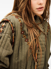 Load image into Gallery viewer, Cocoon Quilted Embroidered Jacket - Khaki