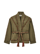 Load image into Gallery viewer, Cocoon Quilted Embroidered Jacket - Khaki