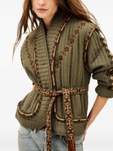 Load image into Gallery viewer, Cocoon Quilted Embroidered Jacket - Khaki