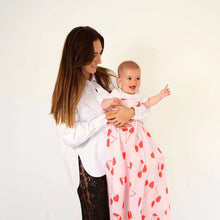 Load image into Gallery viewer, Cherry Heart Organic Cotton Baby Muslin Wrap - Candy &amp; Red