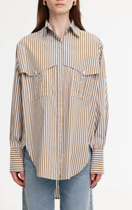Riley Shirt - Stone/Ivory Stripe
