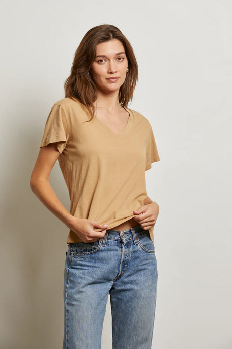Hendrix V Neck Tee  - Suede