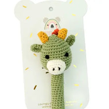 Load image into Gallery viewer, 100% Cotton Crochet Hand Rattle - Spike Dinosaur