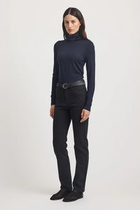 Turtle Neck Merino Tee - French Navy