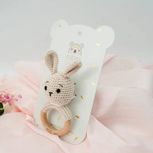 Load image into Gallery viewer, 100% Cotton Crochet Ring Rattle -Brodie Bunny