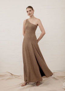 One Shoulder Como Maxi dress - Moet Gold