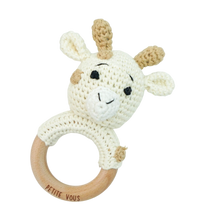 Load image into Gallery viewer, 100% Cotton Crochet Ring Rattle - Percy Giraffe