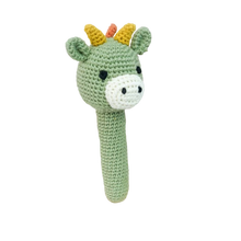 Load image into Gallery viewer, 100% Cotton Crochet Hand Rattle - Spike Dinosaur