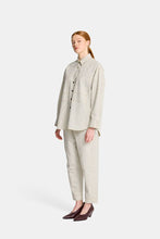 Load image into Gallery viewer, Poppy Shirt -Charcoal &amp; Cream fine stripe