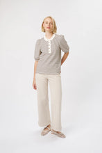 Load image into Gallery viewer, Jacqueline Top - White w/Brown Stripe