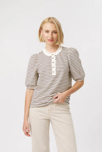 Load image into Gallery viewer, Jacqueline Top - White w/Brown Stripe