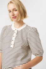 Load image into Gallery viewer, Jacqueline Top - White w/Brown Stripe