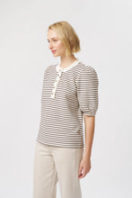 Load image into Gallery viewer, Jacqueline Top - White w/Brown Stripe