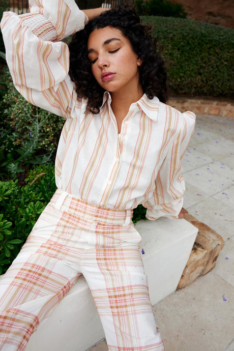 Lucinda Blouse - Peony/Antique stripe