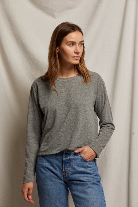Axel crew Long Sleeve Tee - Heather Grey