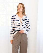 Load image into Gallery viewer, Angela Cardigan - Stripe Natural/Navy