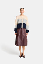 Load image into Gallery viewer, Becky Cardigan - Cream/Grey/Navy Stripe