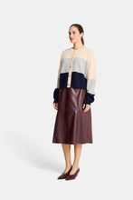 Load image into Gallery viewer, Becky Cardigan - Cream/Grey/Navy Stripe
