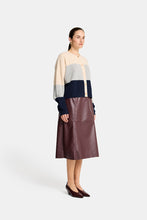 Load image into Gallery viewer, Becky Cardigan - Cream/Grey/Navy Stripe