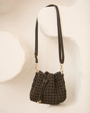 Load image into Gallery viewer, Box Weave Bucket Bag - Khaki Microsuede