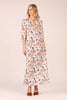 Mary Maxi Dress - Capri Pink/Blue Cotton & Lurex