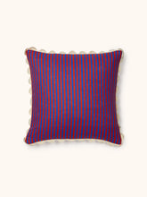 Load image into Gallery viewer, Pinstripe Red Blue Linen 50cm Cushion - *** Pick up in Store Only