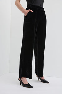 Valentine Silk Velvet Slouch Pant - Black